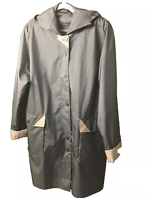 Fleet Street Teal Trench Coat Vintage Womens With Foldable Hood 16 • $14.99