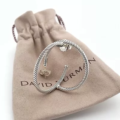 David Yurman 925 Sterling Silver 1.5' Inch Classic Cable Hoop Earrings • $219