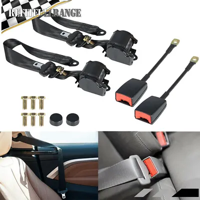 2pcs Universal 3 Point Retractable Auto Car Seat Belt Lap Shoulder Adjustable • $16.29