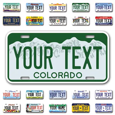 Custom State License Plates With Personalized Text Car 12x6- Moto 7x4 - Bike 6x3 • $17.99