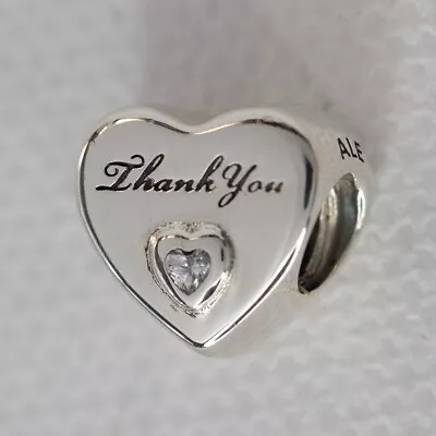 New Authentic Pandora Charm Thank You Heart  792096CZ • $74.19