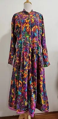 ADINI 100% Cotton Vintage Indian Drop Waist Midi Shirt Dress Size Large • $139.30