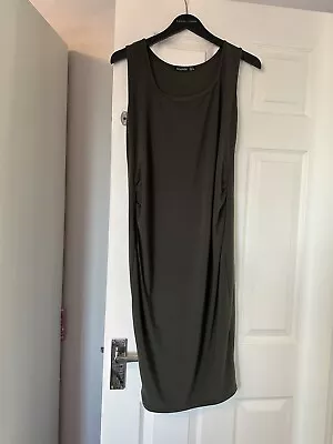 Boohoo Ladies Maternity Midi Dress Size 16 Khaki Barely Worn • £3