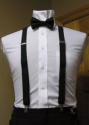 Men's Clip-on Suspenders X Back And Bow Tie Retro Steampunk Costume Tux Prom • $8.99