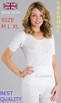 Ladies Women's Thermal Short Sleeve Vest Spencer UK Made Black &  White M- 3XL • £6.99
