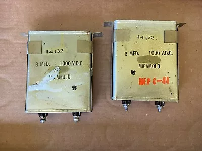 Vintage PAIR Micamold 8 Uf 1000v Bathtub Oil Capacitors TEST GREAT W/ Mounts • $100