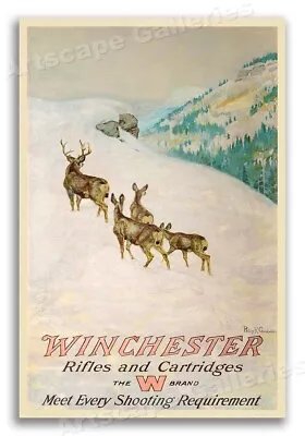 1912 Hunting Poster Winchester Rifles And Cartridges Deer Hunting Poster - 16x24 • $13.95