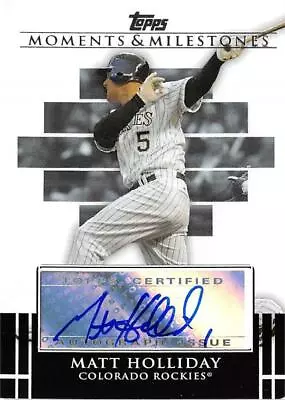 Matt Holliday Autographed Baseball Card (Rockies) 2008 Topps Certified #MAMH • $22