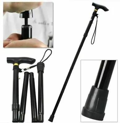 Lightweight Easy Folding Aluminium Walking Stick Cane Height Adjustable • £5.72