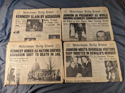 $229.99 • Buy John F Kennedy JFK Assassination Newspaper Lot Watertown Daily News Day Of After