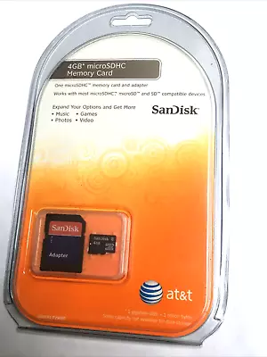 Sandisk 4GB Micro SDHC Memory Card And Adapter AT&T NEW • $9.99