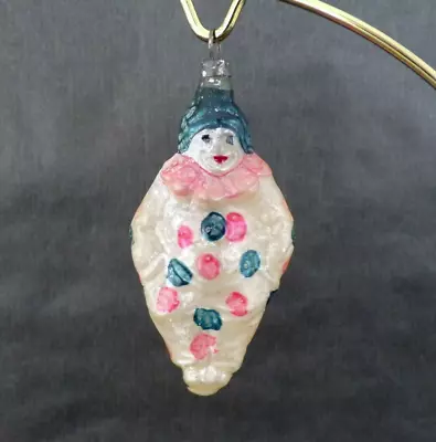 Vintage FIGURAL Blown Glass XMAS Christmas Ornament CLOWN Unsilvered DIAMOND 3.5 • $34.99