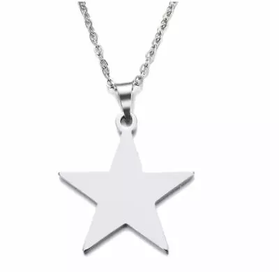$8.88 • Buy STAINLESS STEEL STAR NECKLACE 316L Metal Pendant Chain NEW Silver