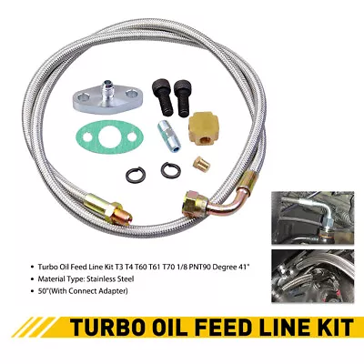 41  Turbo 90 Degree Oil Feed Line Kit T3 T4 T04e T70 T60 Gt45 Gt35 1/8 Npt -4an • $18.99