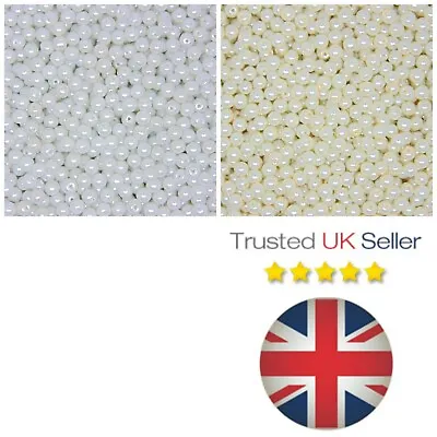 White Or Ivory Glass Pearl Beads Bridal Wedding Pearls Bride 4mm 6mm 8mm 10mm ML • £1.99