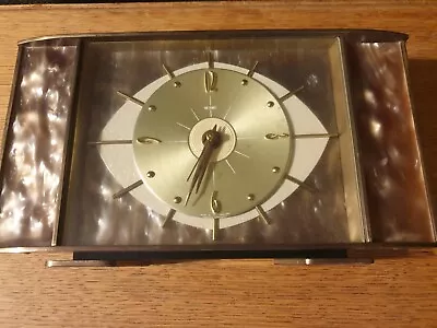 Vintage Metamec Atomic Eye Mantel Clock 1950 1960s Brass & Marble Converted MCM  • £49.99