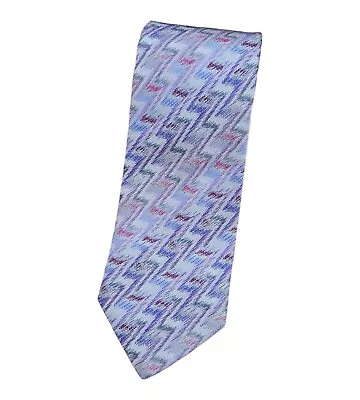 MISSONI Men's 100% Silk Necktie LUXURY Tie Purple Geometric W:3.6  EUC  • $55