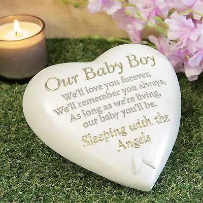 Thoughts Of You Graveside Heart Plaque Baby Boy Memorial Sentiment Grave Stone • £18.49