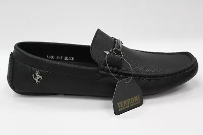 Mens Black Designer Slip On Wedding Party Loafers By Terroni LA86 • $53.99