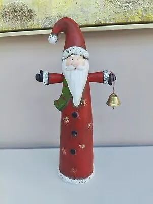 Father Christmas Figure With Bell Clay Decoration Statue Vintage Style 14  • £9.99