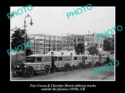 OLD POSTCARD SIZE PHOTO OF BRISTOL ENGLAND FRYS CHOCOLATE DELIVERY CARS C1930s • $7