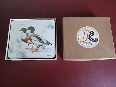 Boxed Set Of Melamine Coasters Depicting Six Species Of Duck. Good Condition. • £6