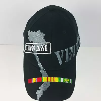 Veteran Vietnam 50th Anniversary Silver Embroidered Map Black Strapback Hat EUC! • $9.99