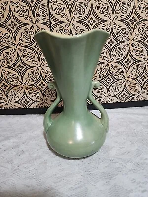 Vintage Red Wing Pottery Vase # 505 Handled Green 7 5/8  Tall Priority • $38