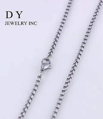 23  MEN Stainless Steel 3mm Silver Smooth Box Chain Necklace • $8.99