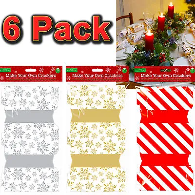 🎅6x Make Your Own Christmas Cracker Kit Set Xmas Hats Gift Jokes Family Dinner  • £3.45