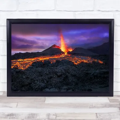 Fire At Blue Hour Volcano Eruption Lava Night Magma Reunion Island Art Print • $25.85