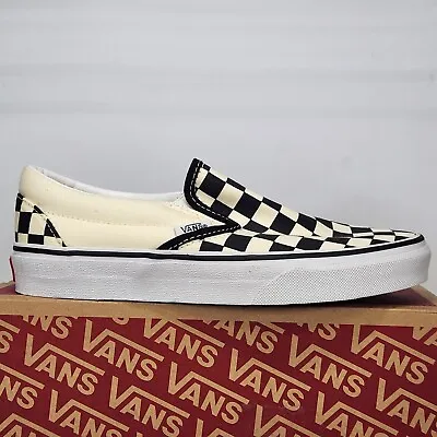 Size 6 Women - VANS Classic Slip On Checkerboard - Beige / White / Black • £42.56