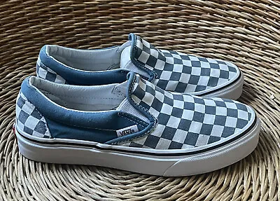 VANS Classic Women’s Blue & Ivory Checkerboard Slip-On Skate Shoes UK 5 EU 38 • £15.99