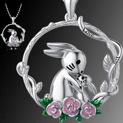 Tree Of Life Pendant Bunny Roses Necklace Silver Chain Womens Jewellery Gifts • £6.74