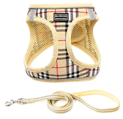 Plaid Design No Pull Durable Fabric Adjustable Dog Harness With Handle • $9.95