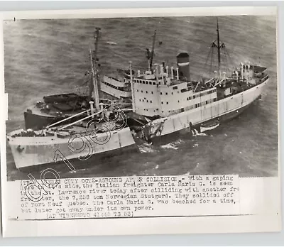 £29.20 • Buy Huge Hole In DAMAGED ITALIAN FREIGHTER Carla Maria G 1953 VINTAGE Press Photo
