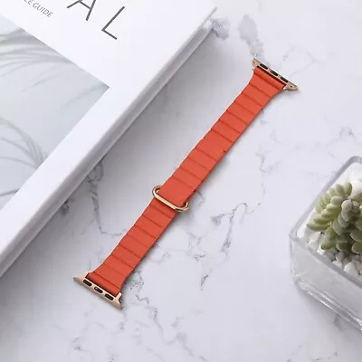 $19.19 • Buy Slim Magnetic Leather Band Strap For Apple Watch Series 8 7 6 5 SE 40/44/41/45mm