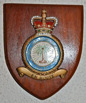 Vintage Metal & Wood Royal Air Force Station Gan Mess Wall Plaque Shield RAF • £50