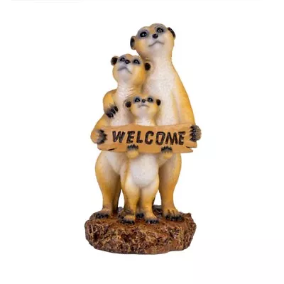 Meerkat Family With Welcome Sign Garden Home Decoration Ornament Statue • $39.99