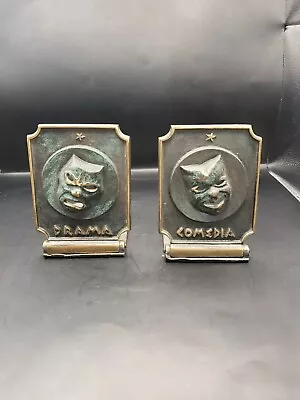 Vintage Nordia Comedia/Drama Brass Bookends From Israel • $115