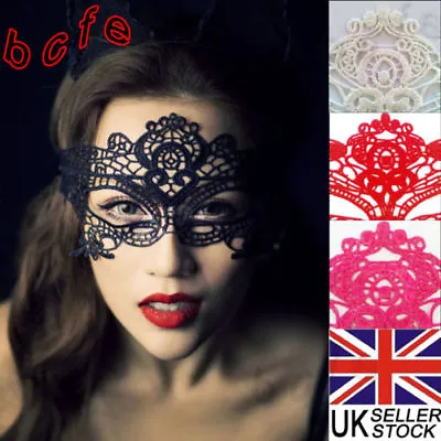 Black White Red Stunning Venetian Masquerade Eye Mask Party Lace Fancy Dress • £1.99