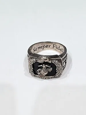 Vintage Mens Heavy Signed BGE 925 USMC Semper Fidelis Ring Size 10 K1023 • $225