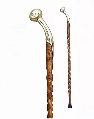 Solid Brass Designer Horse Hames Handle Wooden Victorian Vintage Walking Cane • £26.33