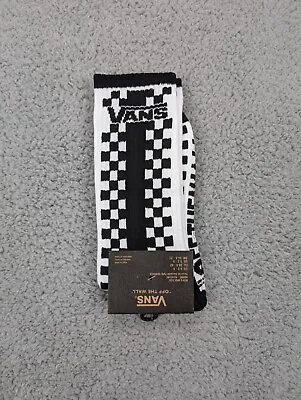 Vans Crew Socks Mens Womens 6.5-9 Black White Logo Checkerboard Casual Athletic • $11.90
