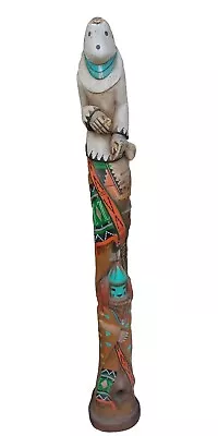 Hopi Totem Pole Wood Carving Kachina Doll Artist Signed Wilmer Kaye 26  • $150