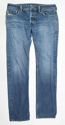 Diesel SAFADO Jeans Mens 34x33 Blue Regular Slim Fit Straight Leg Button-Fly • $25.97