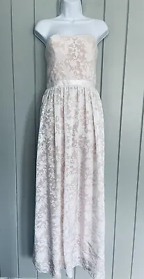 Erin Erin Fetherston Floral Lace Maxi Dress Gown 6 Strapless Ivory Blush Formal • $24.95