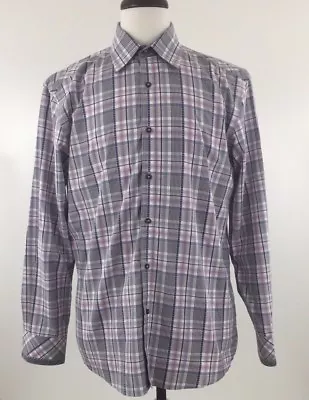 Zagiri Men's Medium Lavender/Gray/White Plaid Long Sleeve Button Front Shirt • $14.44