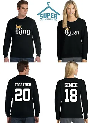 Couple Matching CREWNECK COLOR King Queen TOGETHER SINCE Back Side DATE NUMBERS • $63.74