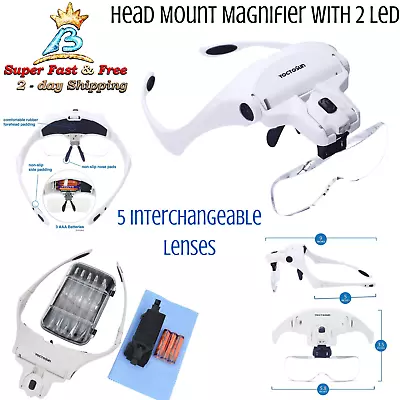 Head Mount Magnifier Jeweler's Loupe Light Bracket And Headband Lamp Adjustable  • $31.15